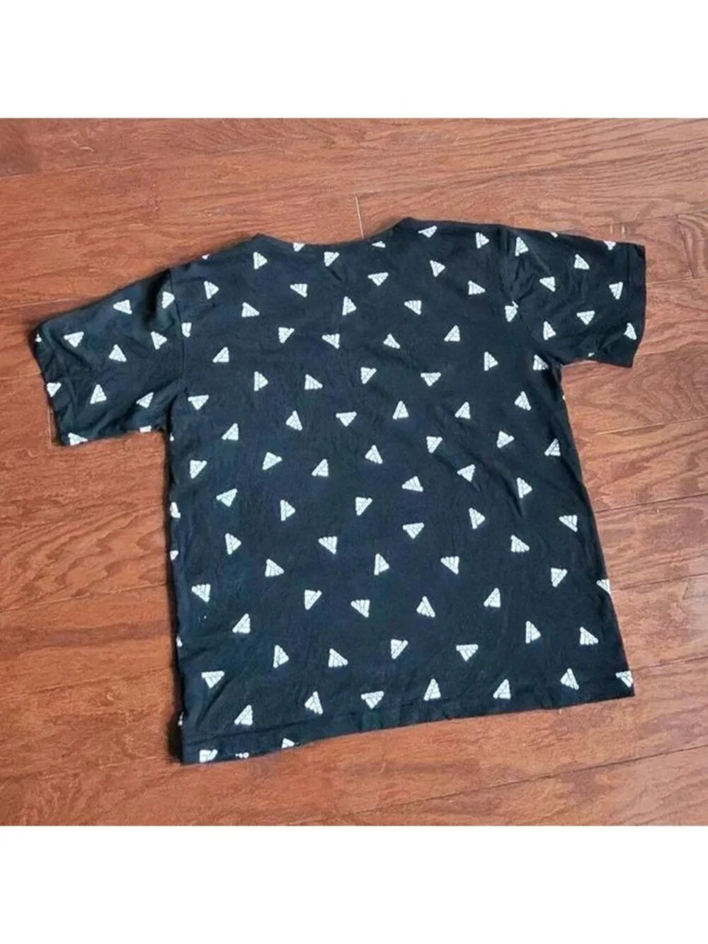 Adidas Youth Boys T-Shirt Large Black White Logo Print All Over